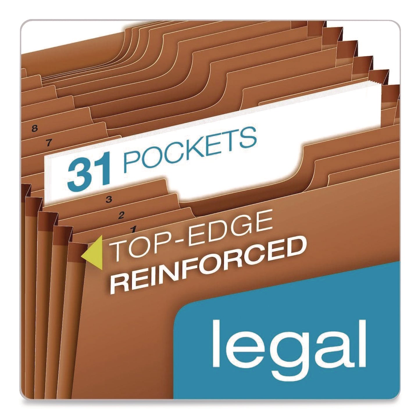 Heavy-Duty Expanding File, 31 Sections, 1/3-Cut Tabs, Legal Size, Redrope