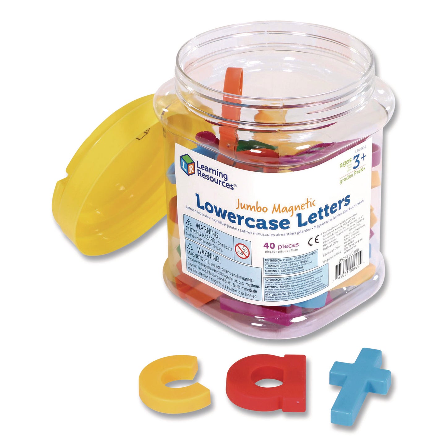 Jumbo Lowercase Magnetic Letters, 1.5" Tall, Assorted Color Characters, 40 Pieces