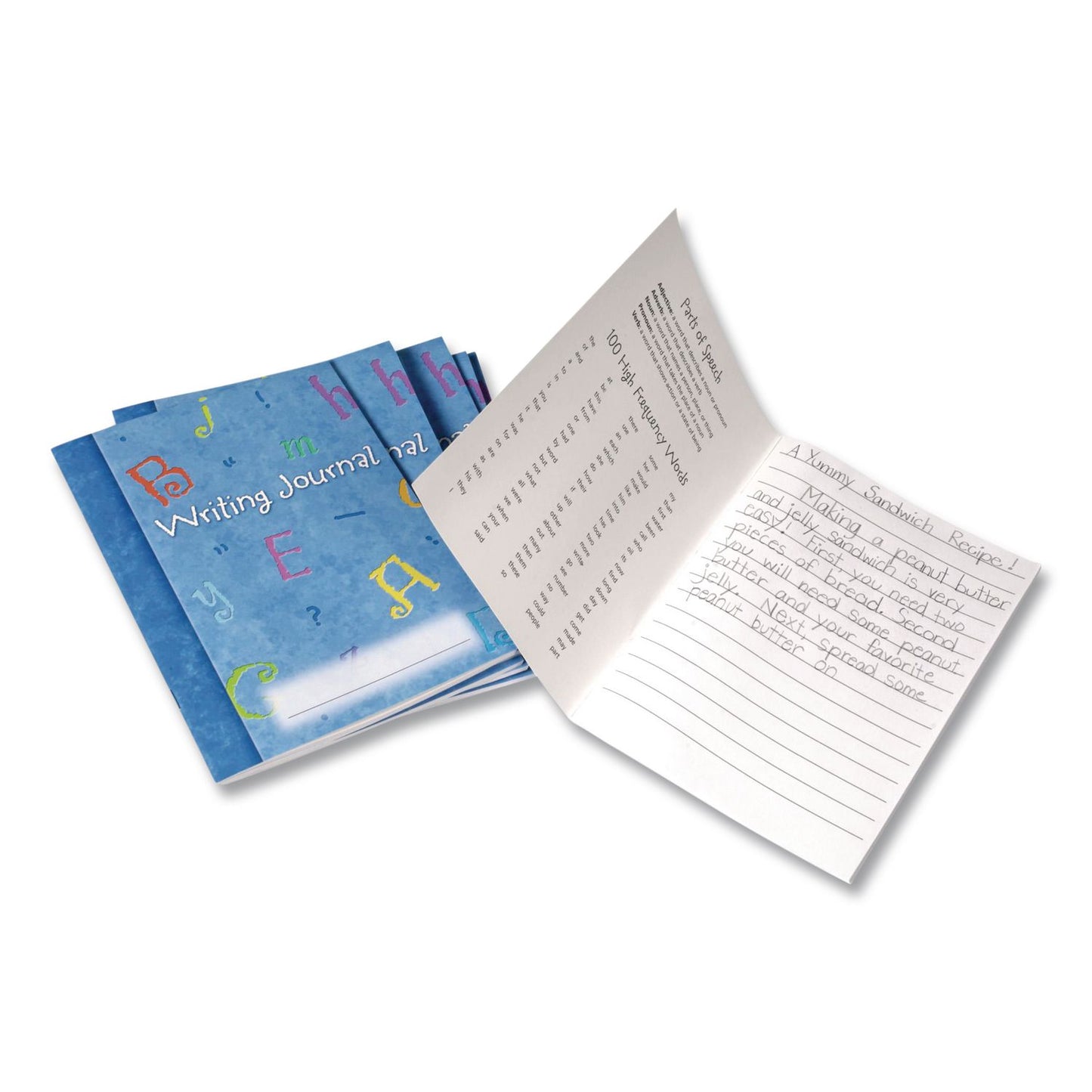 Writing Journals, Medium/College Rule, Blue/Multicolor Cover, (64) 9 x 7 Sheets, 10 Journals