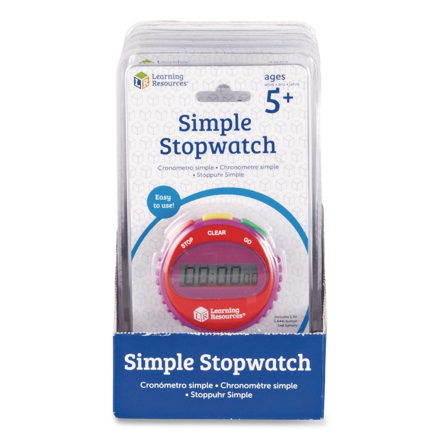 Simple Stopwatch, Accurate to 1/100 seconds, Randomly Assorted Colors, Black Lanyard, Set of 6