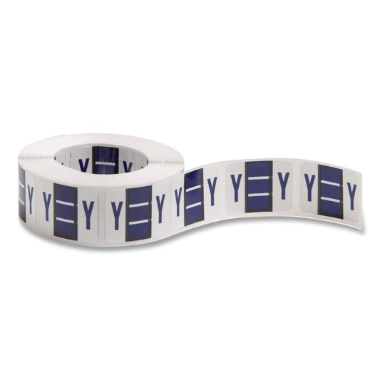 A-Z Color-Coded End Tab Filing Labels, Y, 1 X 1.25, White, 500/roll