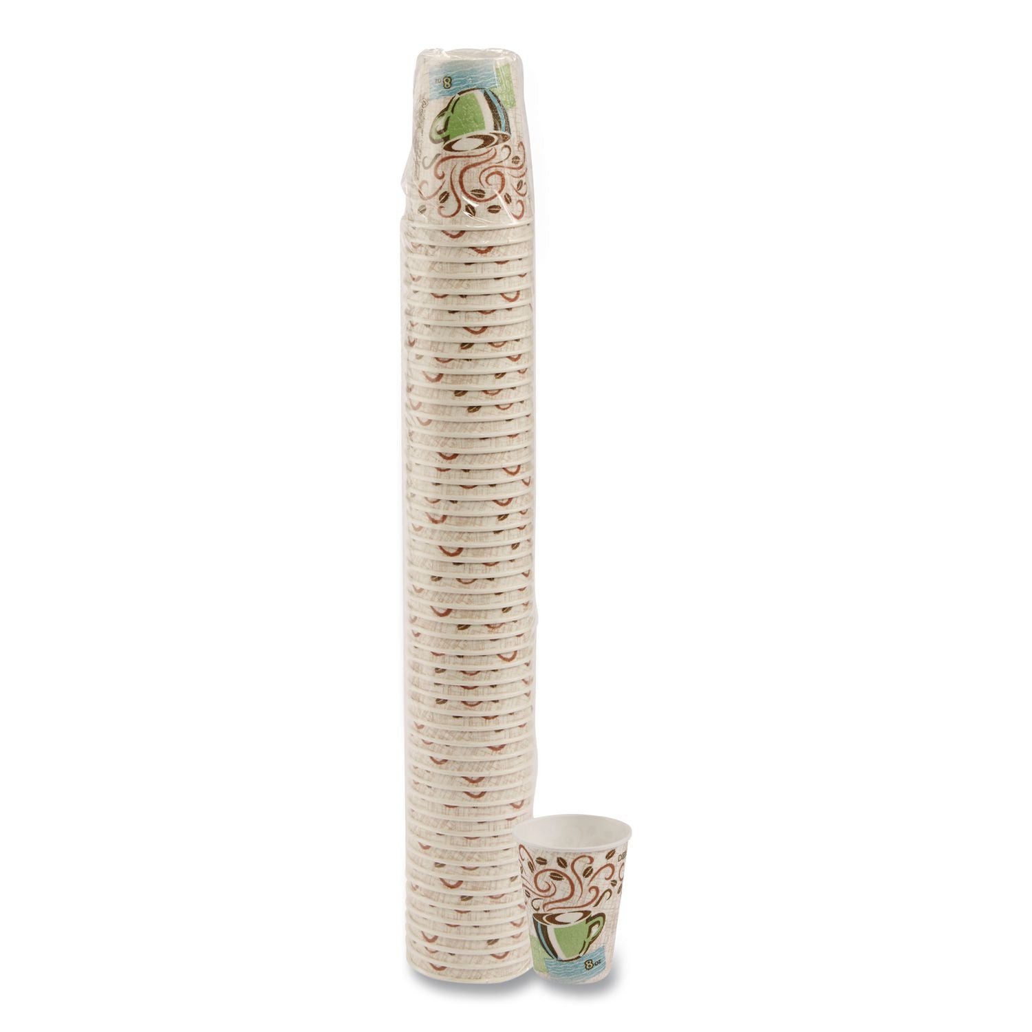Perfectouch Paper Hot Cups, 8 Oz, Coffee Haze Design, 50/pack