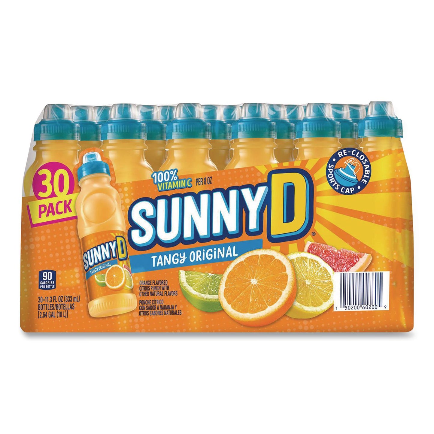 Tangy Original Sport Bottle, Orange, 11.3 oz Bottle, 30/Carton