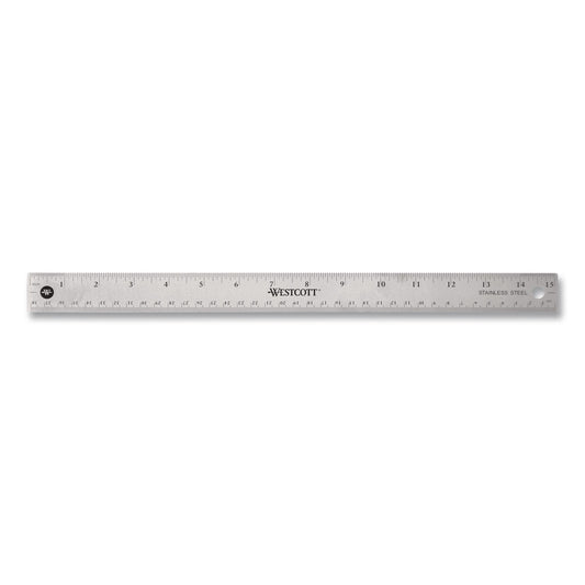 Stainless Steel Office Ruler With Non Slip Cork Base, Standard/metric, 15" Long