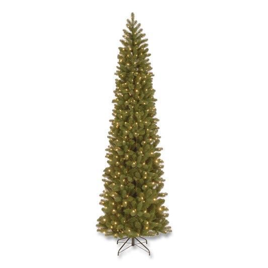 Pre-Lit Downswept Douglas Fir Pencil Slim Tree, 35" x 35" x 108", Green Tree, Green Tree Stand