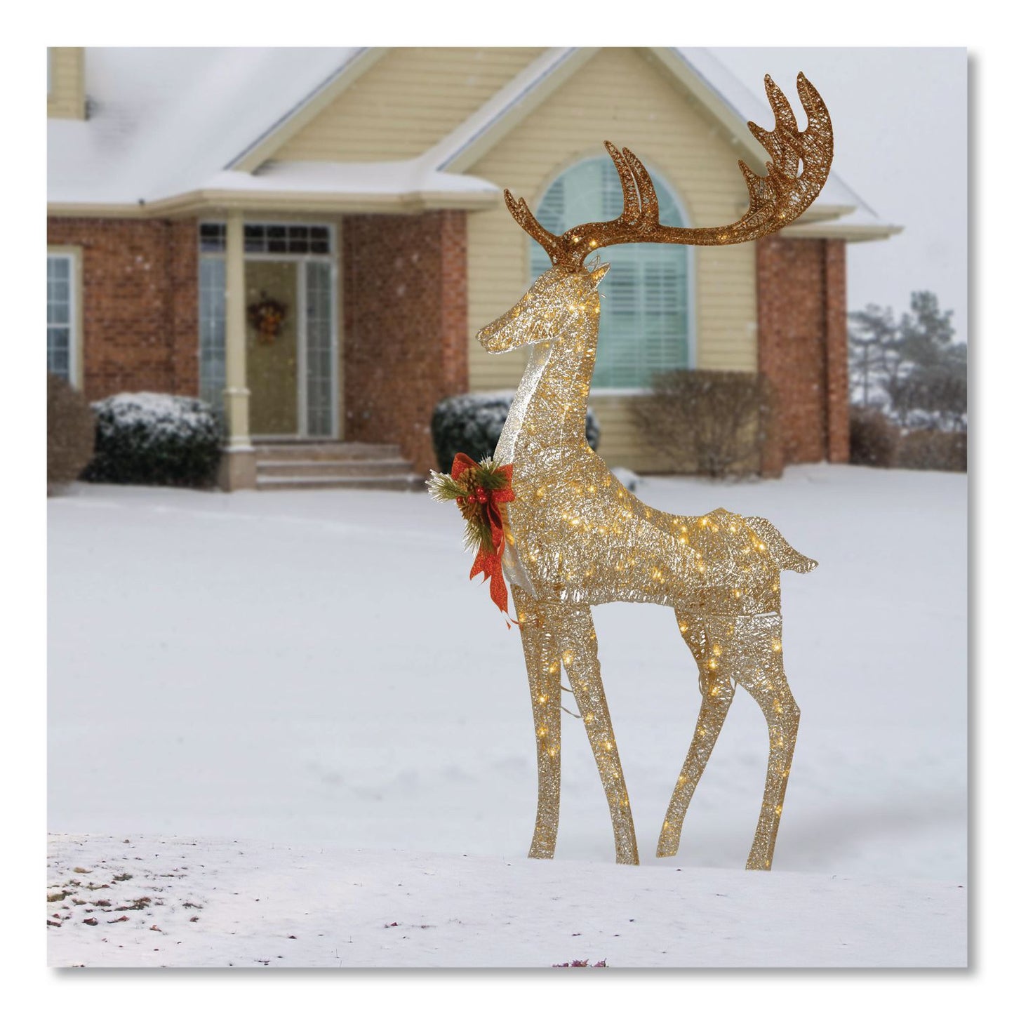Pre-Lit Crystal Champagne Standing Buck, AC Powered, Warm White LED Lights, 9" x 26" x 55", Assorted Colors