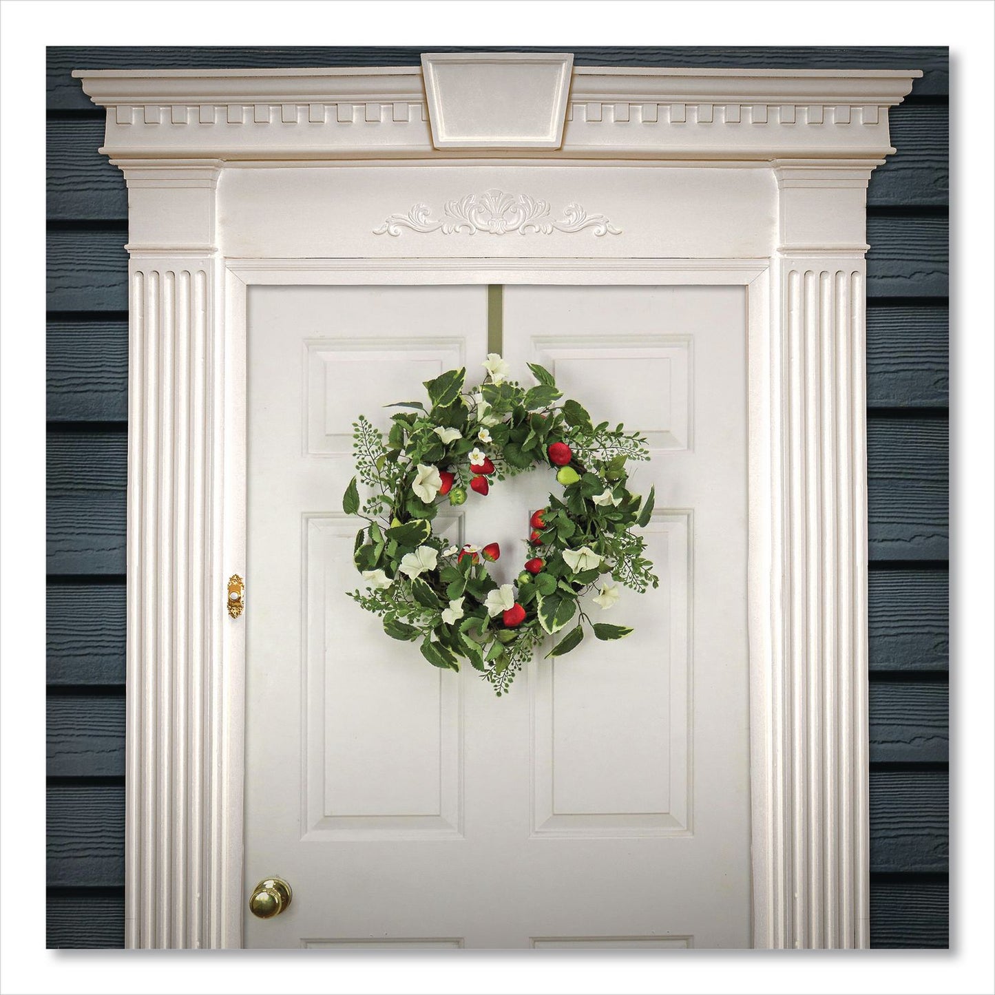 Petunia and Strawberry Wreath,  22" Diameter x 5"h, White