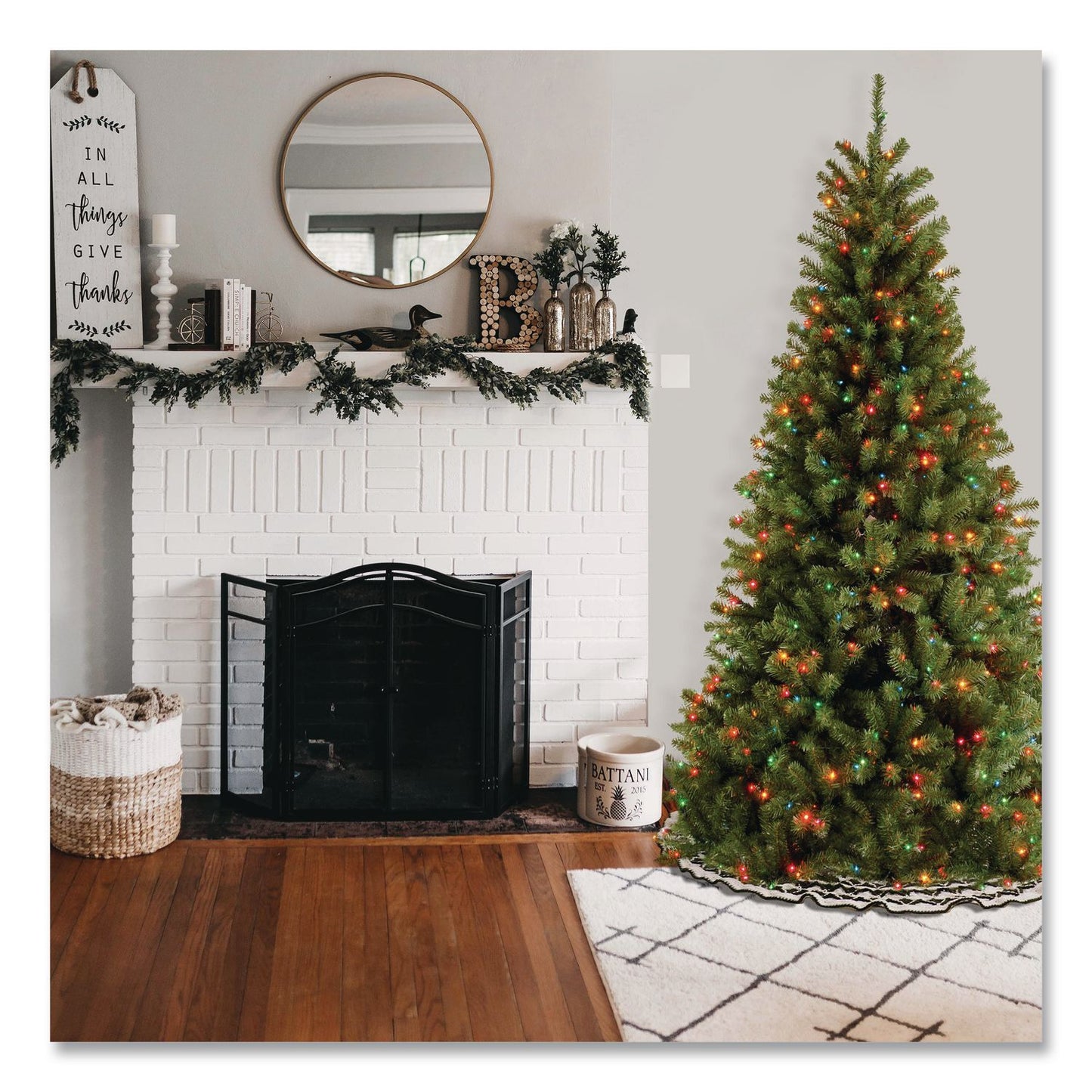 Pre-Lit North Valley Spruce Tree, 42" x 42" x 78", Green Tree, Green Tree Stand