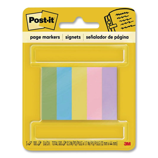 Page Flag Markers, Assorted Colors,100 Flags/pad, 5 Pads/pack
