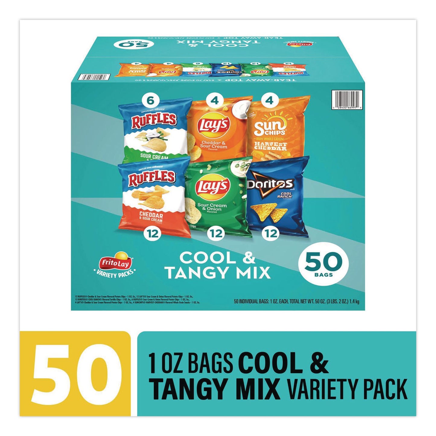 Cool and Tangy Mix Variety Pack, Assorted Flavors, 1 oz Bags, 50 Bags/Carton