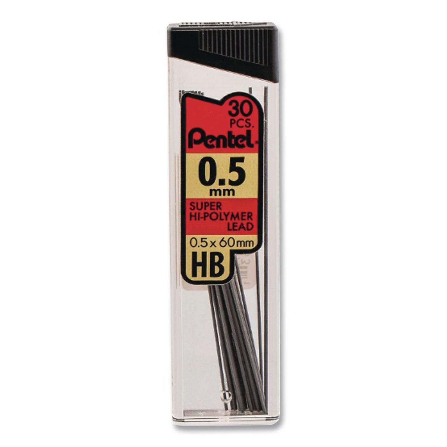 Super Hi-Polymer Lead Refills, 0.5 Mm, Hb, Black, 30/tube, 3 Tubes/pack