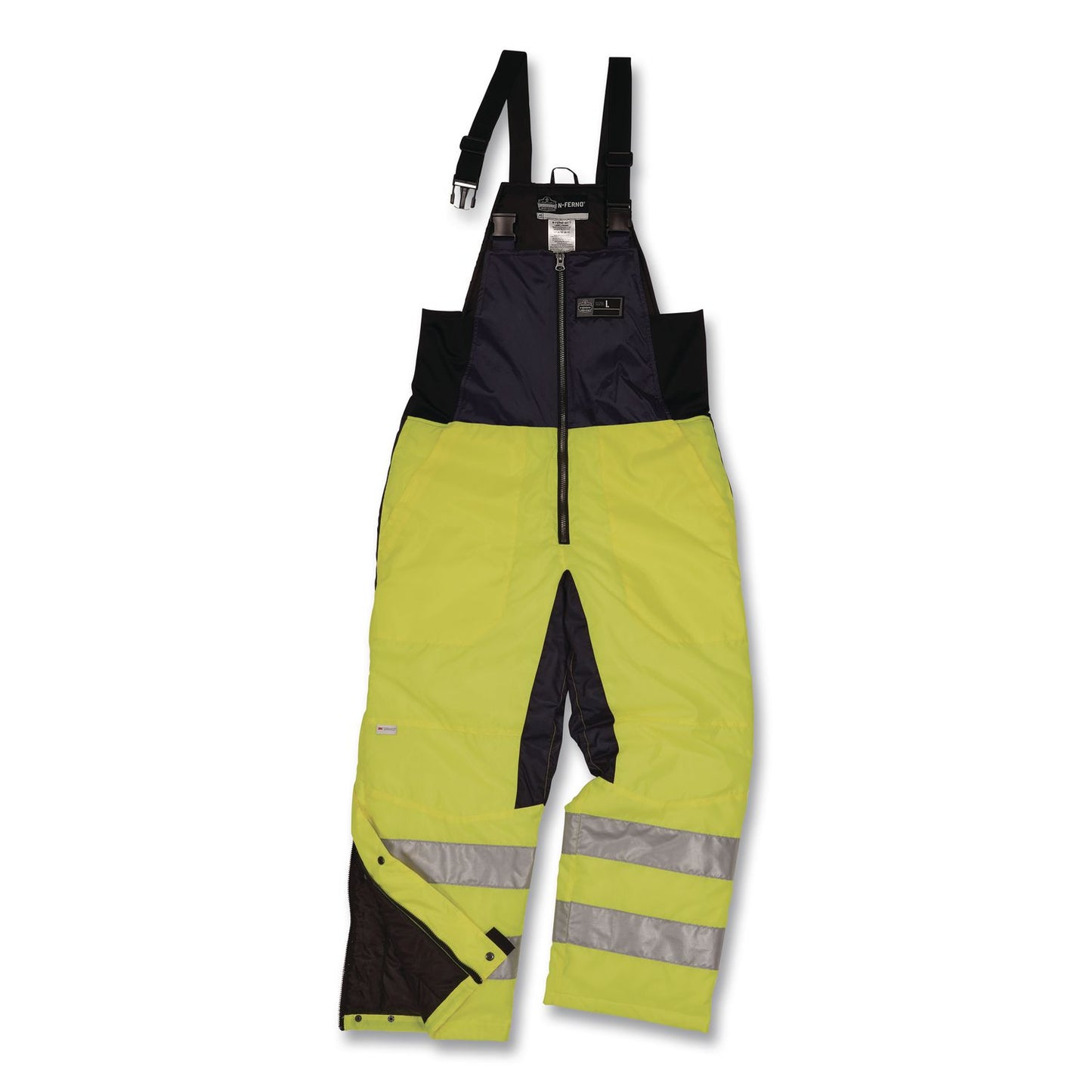 N-Ferno 6479 Hi-Vis Freezer Bib Overalls, X-Small, Lime