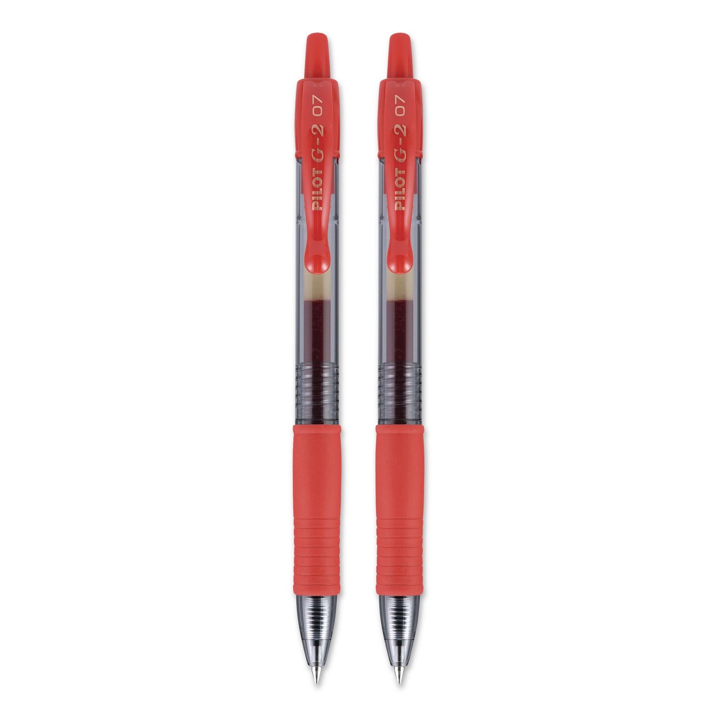 G2 Premium Gel Pen, Retractable, Fine 0.7 mm, Red Ink, Smoke/Red Barrel, 2/Pack