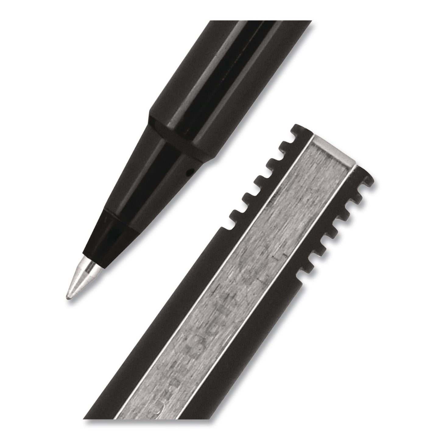 Rollerball Pen, Stick, Micro 0.5 mm, Black Ink, Black Barrel