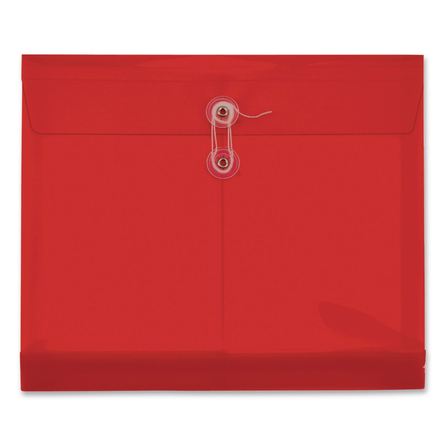 Premium Plastic Document File, 1.25" Expansion, 1 Section, String and Button Closure, Letter Size, Red, 5/Pack