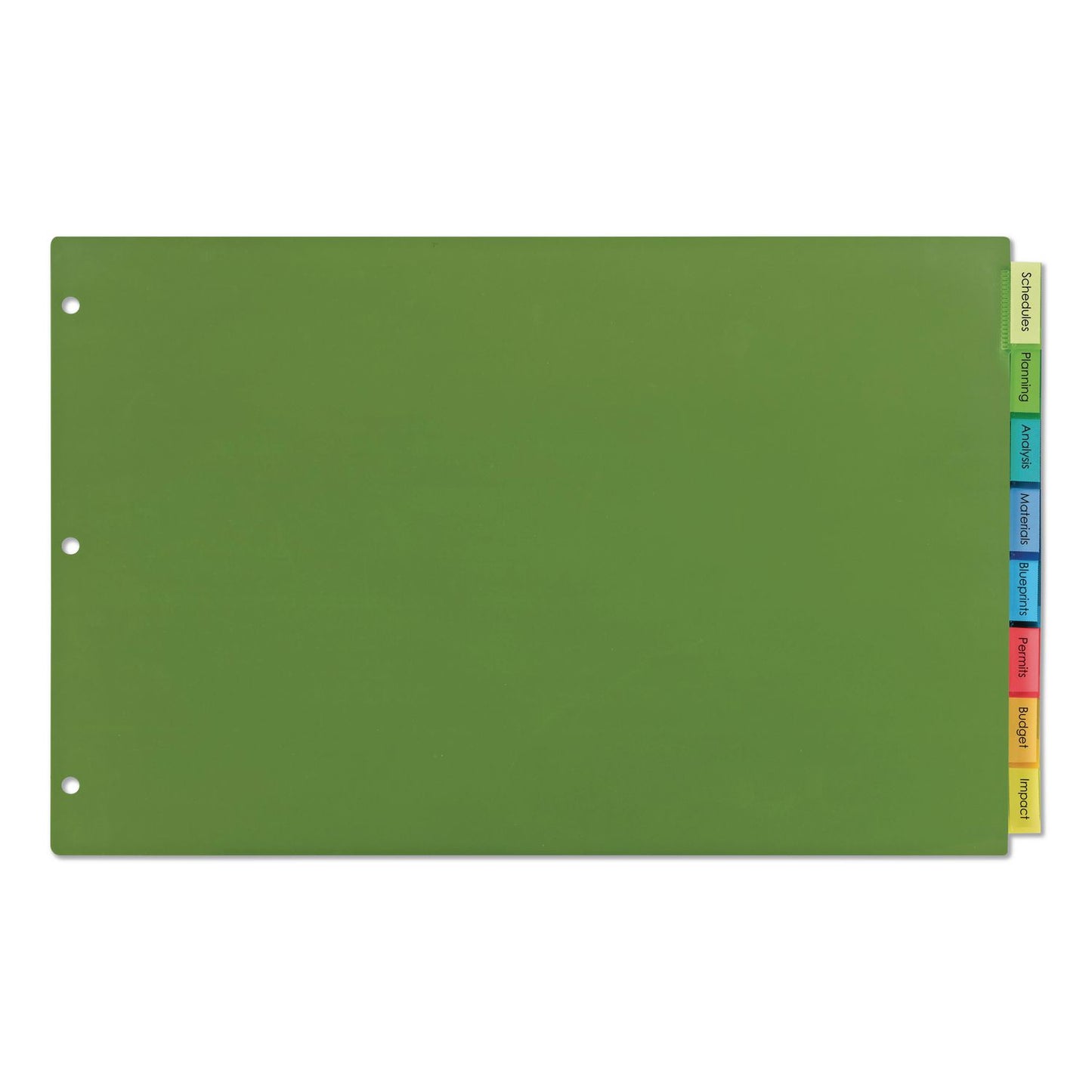 Insertable Big Tab Plastic Dividers, 8-Tab, 11 x 17, Assorted Colors, 1 Set