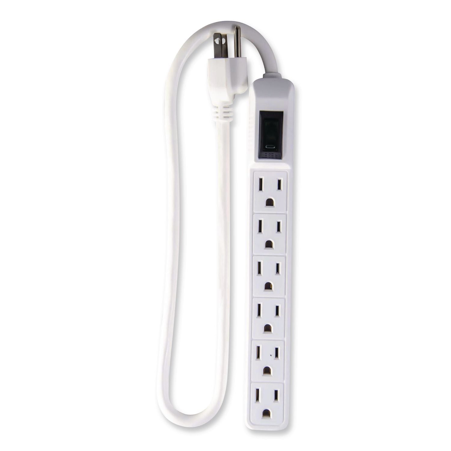 6 Outlet Mini Surge Protector, 2 ft Cord, 160 J, Black