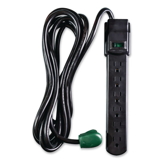 6 Outlet Surge Protector, 6 ft Cord, 250 J, Black