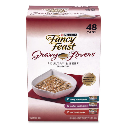 Gravy Lovers Poultry and Beef Variety Pack, Assorted Flavors, 3 oz Can, 48/Carton