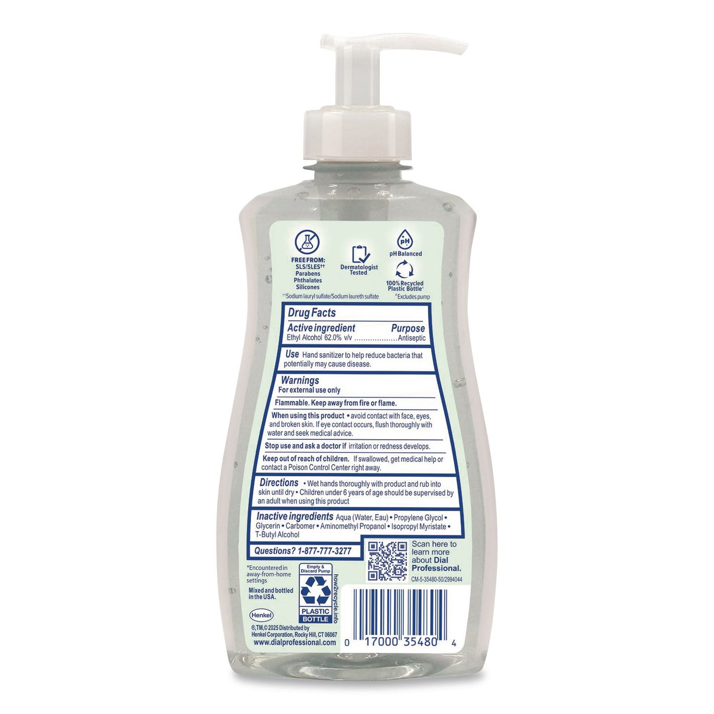 Gel Antibacterial Hand Sanitizer, 11 oz Pump Bottle, Fragrance-Free