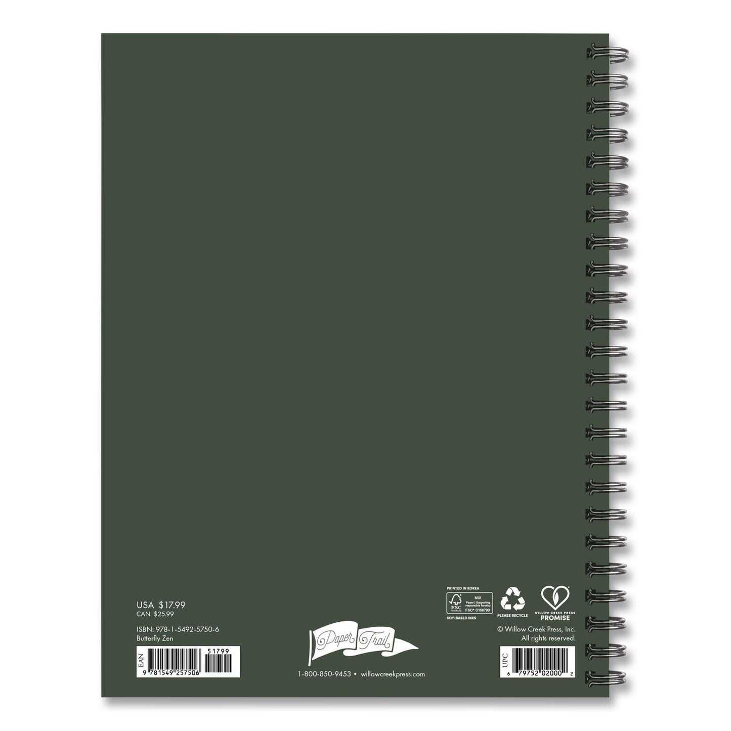 Butterfly Zen Weekly/Monthly Planner, 8.5 x 6.5, Black Cover, 12-Month (Jan to Dec): 2026
