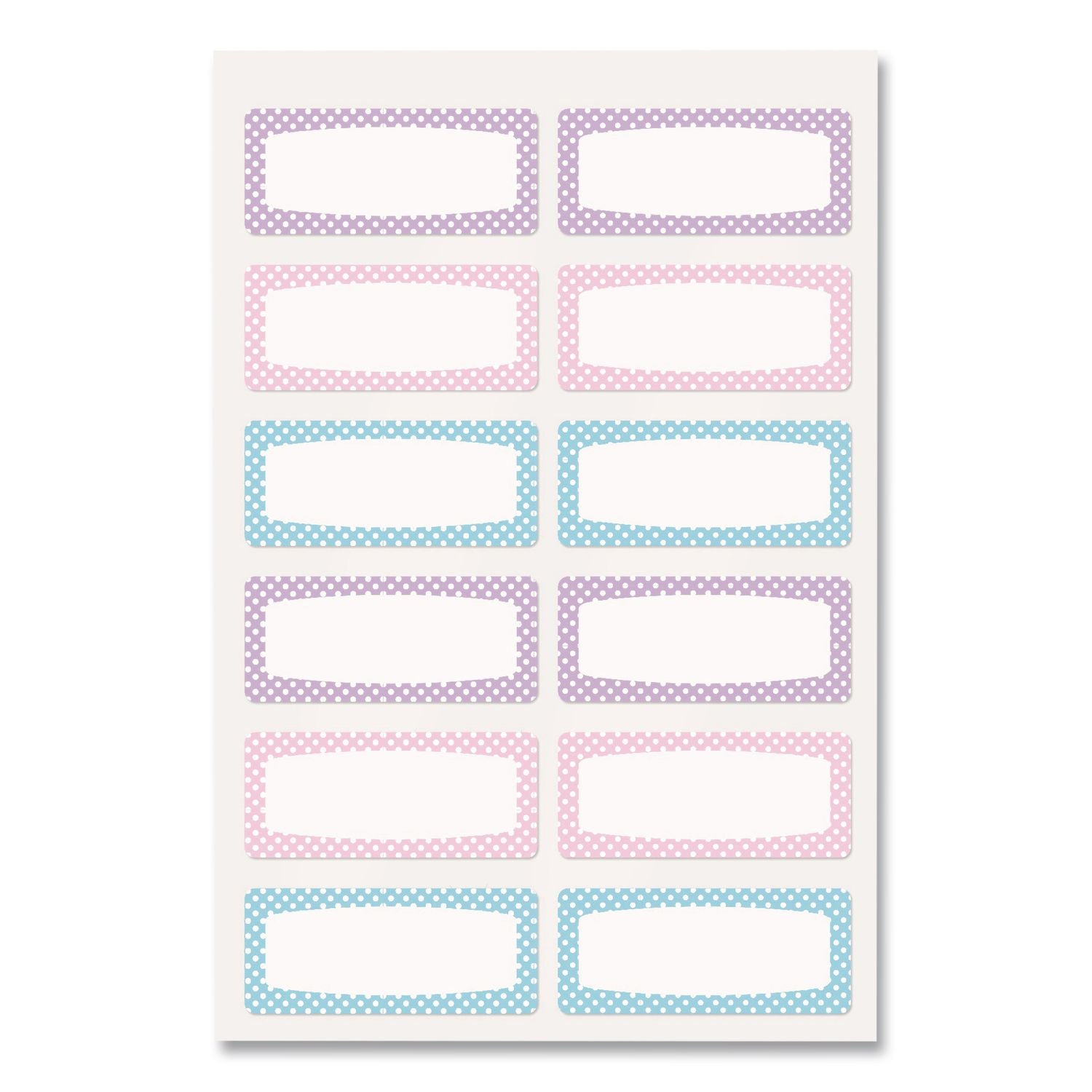 No-Iron Fabric Labels, Pastel Borders, Handwrite Only, 0.75 x 1.75, White, 12/Sheet, 2 Sheets/Pack