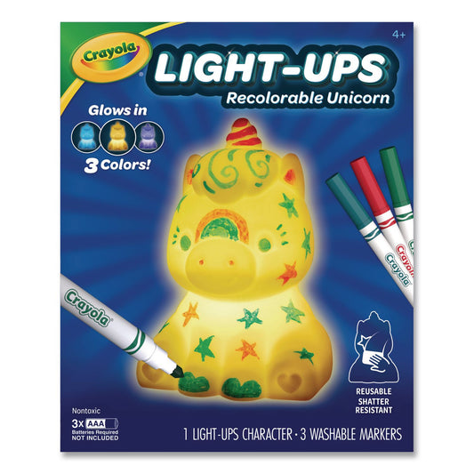 Light Ups Recolorable Unicorn with (3) Ultra-Clean Washable Markers, Ages 4 and Up, 4 Pieces