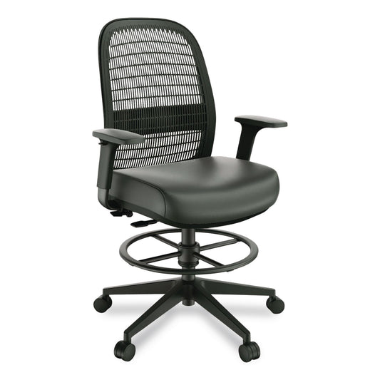 Health Bedford Drafting Stool, Supports Up to 275 lb, 26.5x 33.6 Seat Height, Black Seat, Black Back, Black Base