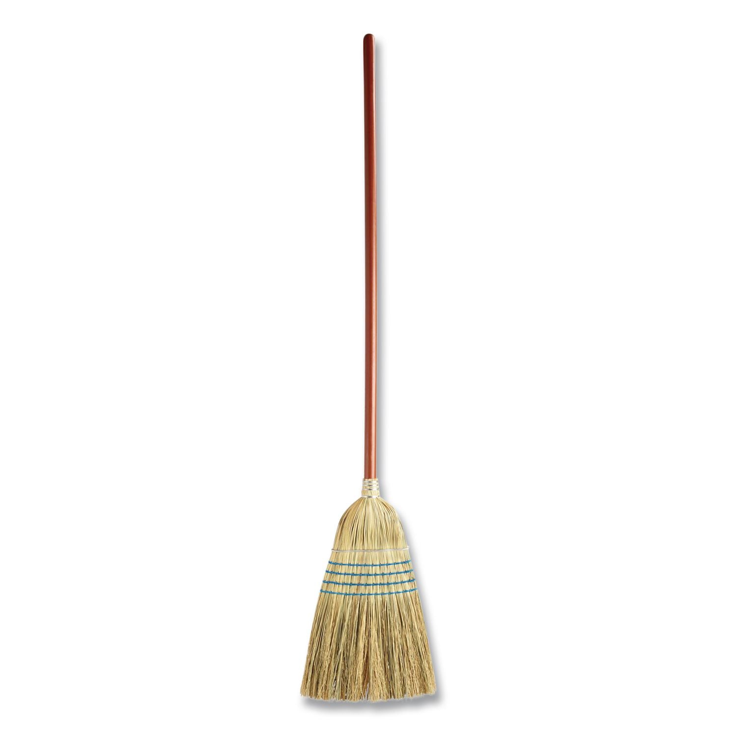 Corn-Fill Broom, Corn Fiber Bristles, 38" Overall Length, Blue