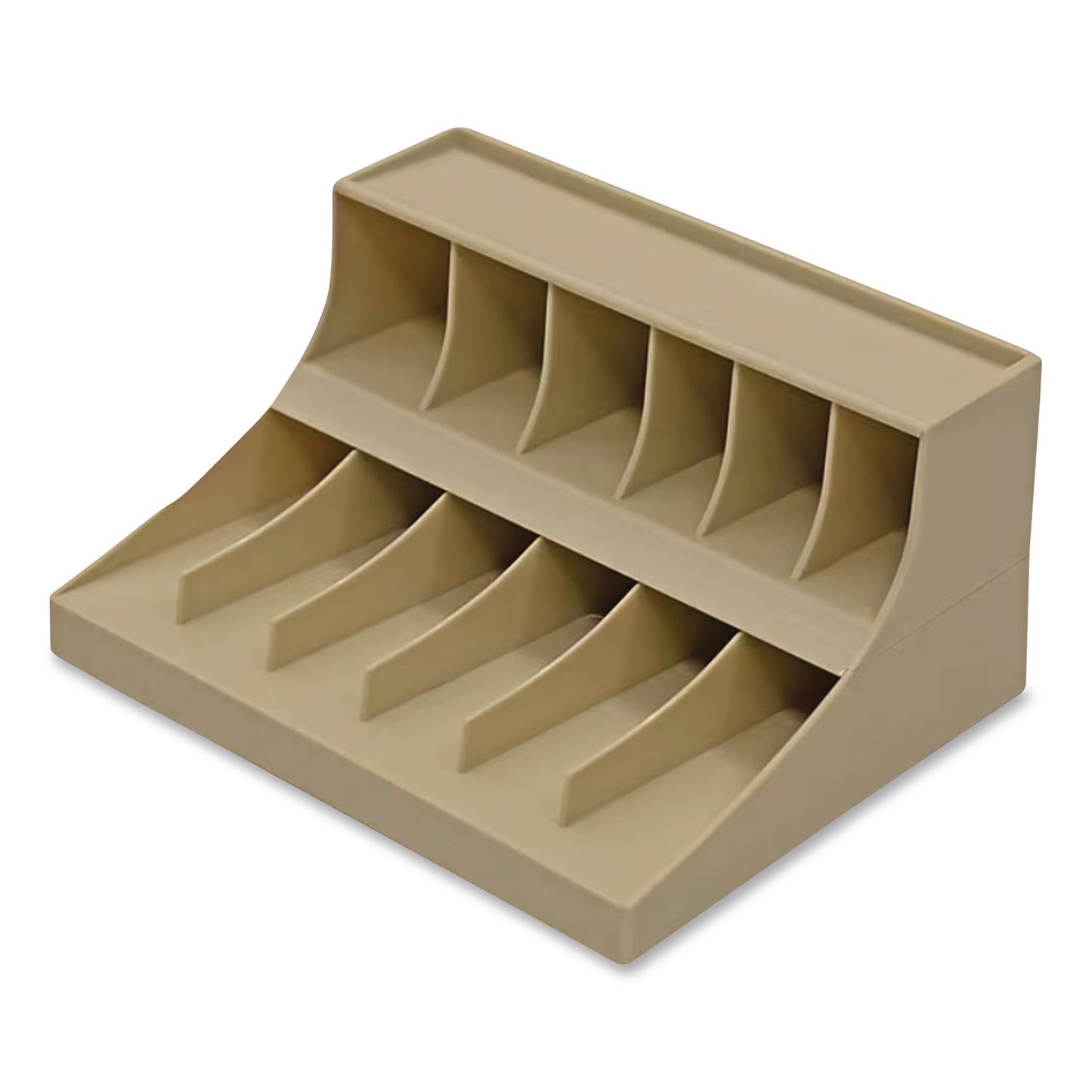 Coin Wrapper and Bill Strap Two-Tier Rack, 11 Compartments, 9.38" x 8.13" x 4.63", Pebble Beige