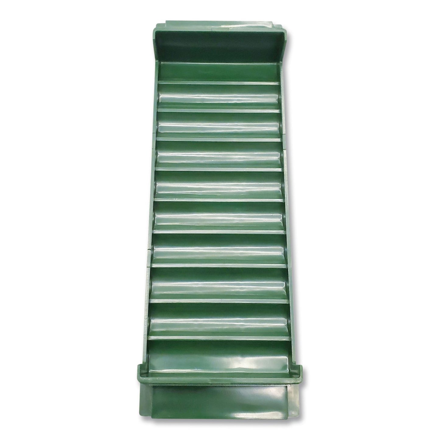 Stackable Plastic Coin Tray, Accommodates $50 in Dimes, 3.75" x 11.5" x 1.5", Green