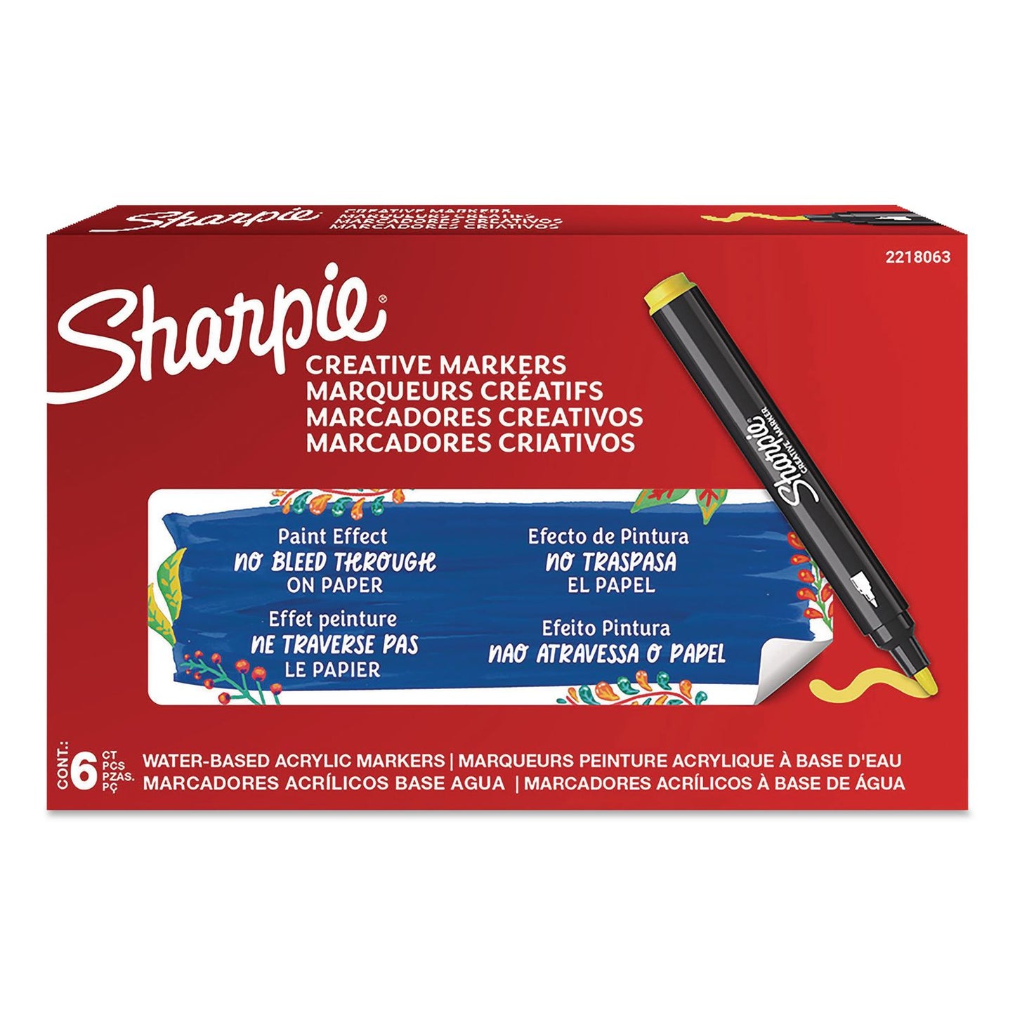 Creative Markers, Bullet Tip, Yellow, 6/Pack