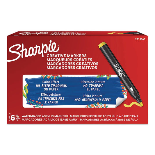 Creative Markers, Bullet Tip, Yellow, 6/Pack