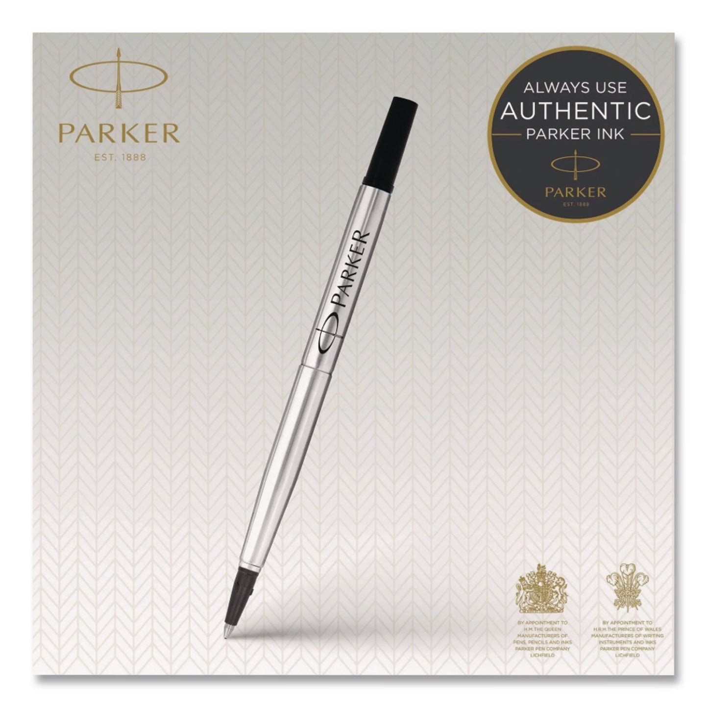 Quink Refill for Parker Rollerball Pen, Medium Tip, Black Ink, 2/Pack