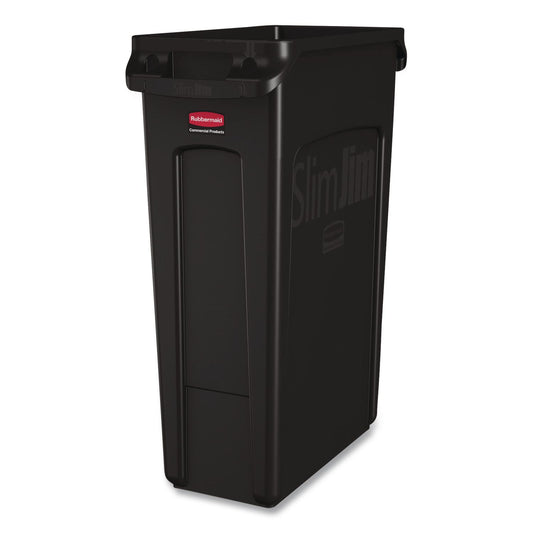 Slim Jim with Venting Channels, 23 gal, Plastic, Black