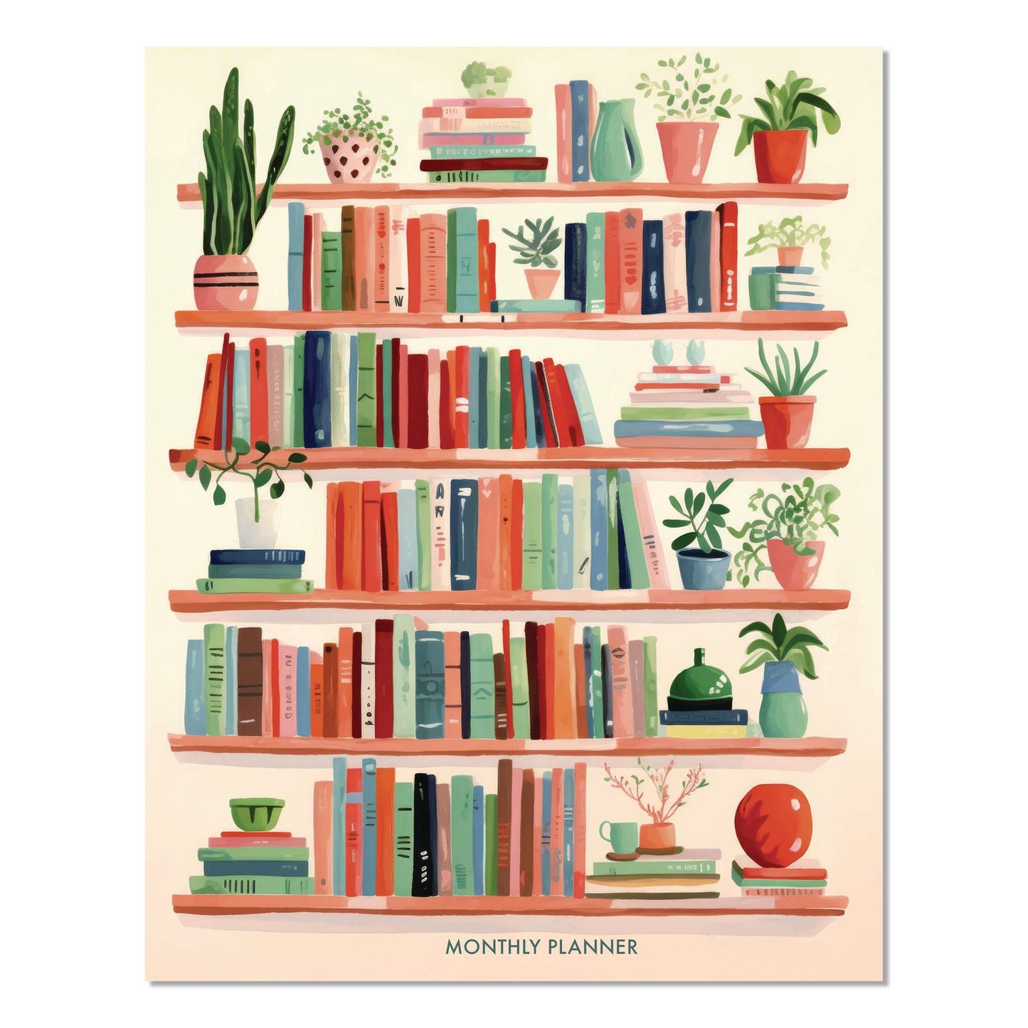 Boho Books Monthly Planner, 9.5 x 7.5, Multicolor Cover, 12-Month (Jan to Dec): 2026