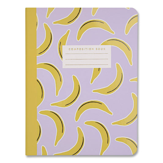 Designer Composition Book, Randomly Assorted Banana and Strawberry Cover Designs, Wide/Legal Rule, (80) 9.75 x 7.5 Sheets