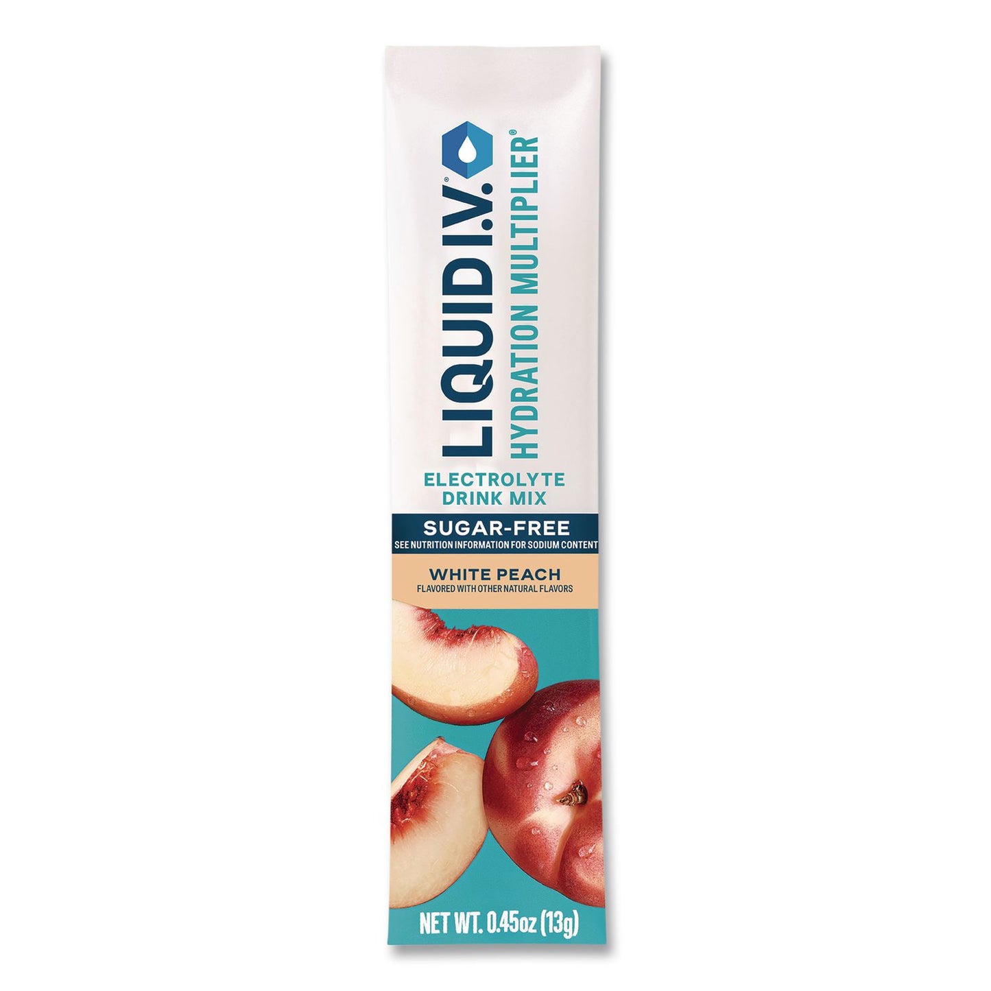 Sugar-Free Hydration Multiplier, 0.45 oz Stick, Sugar-Free White Peach, 15/Pack