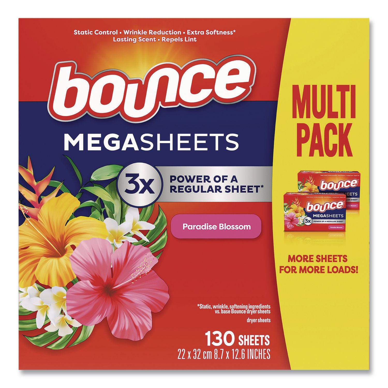 Fabric Softener Sheets, Paradise Blossom Scent, 130 Sheets/Pack