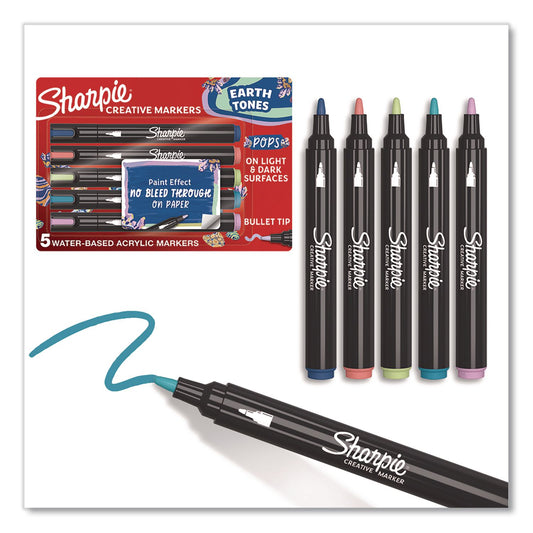 Creative Markers, Earth Tones, Bullet Tip, Assorted, 5/Pack
