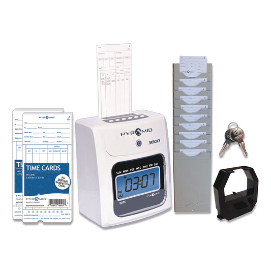 3800 Time Clock Bundle, LCD Display, Ivory/Charcoal