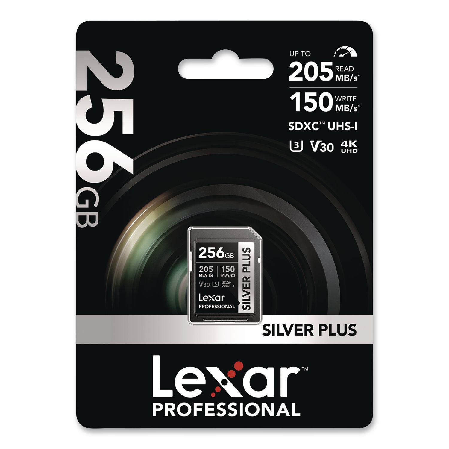 Professional SILVER Series SDXC Memory Card, 205MB/s Read Speeds and 150MB/s Write Speeds, UHS-I V30 U1 Class 10, 256 GB