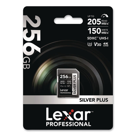 Professional SILVER Series SDXC Memory Card, 205MB/s Read Speeds and 150MB/s Write Speeds, UHS-I V30 U1 Class 10, 256 GB