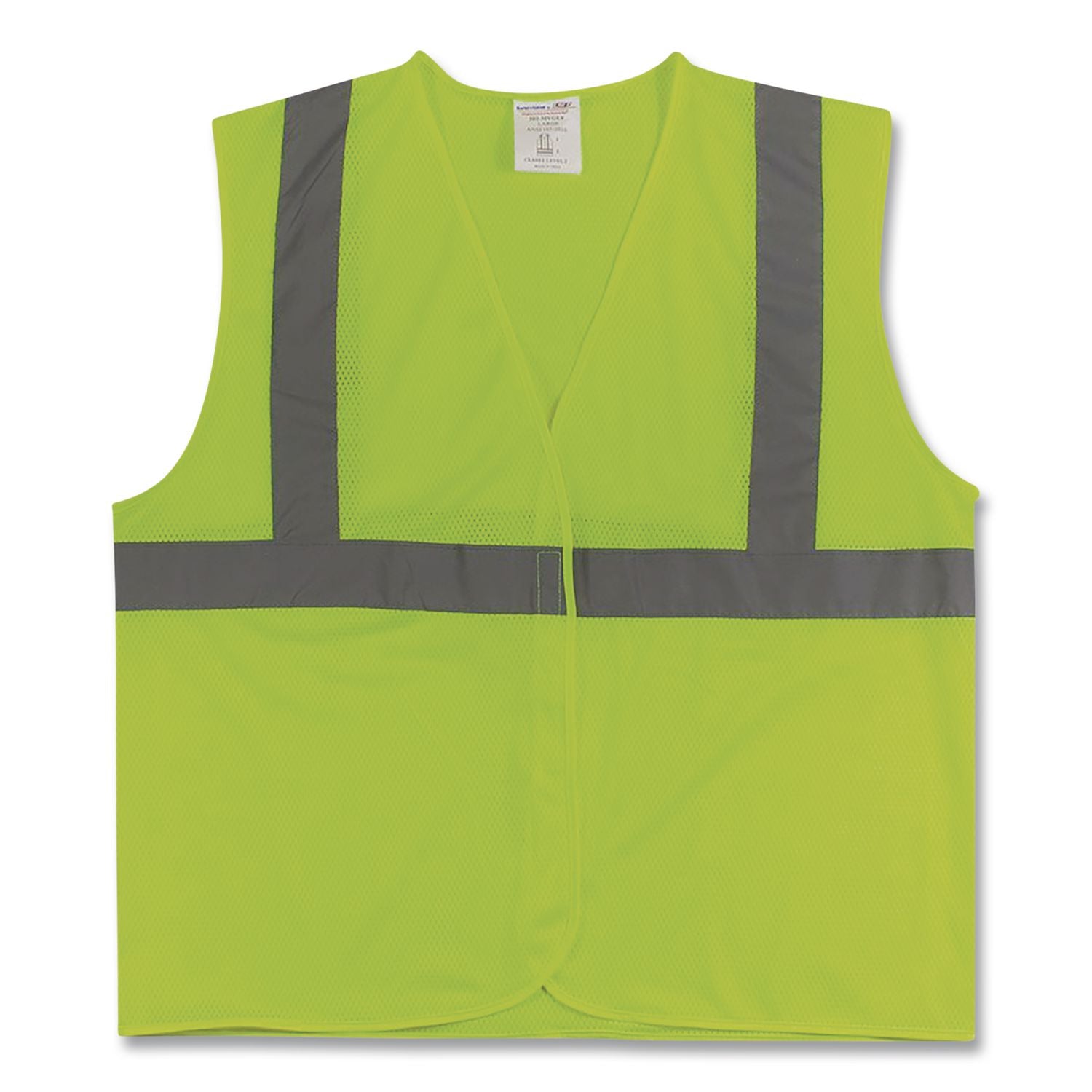 ANSI Class 2 Hook and Loop Safety Vest, Polyester Mesh, Medium, Lime