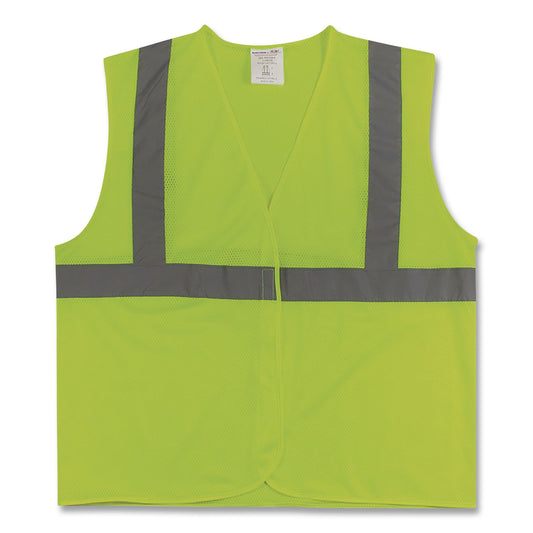 ANSI Class 2 Hook and Loop Safety Vest, Polyester Mesh, Medium, Lime