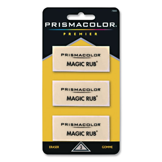 MAGIC RUB ERASER, FOR PENCIL/INK MARKS, RECTANGULAR BLOCK, MEDIUM, OFF WHITE, 3/PACK