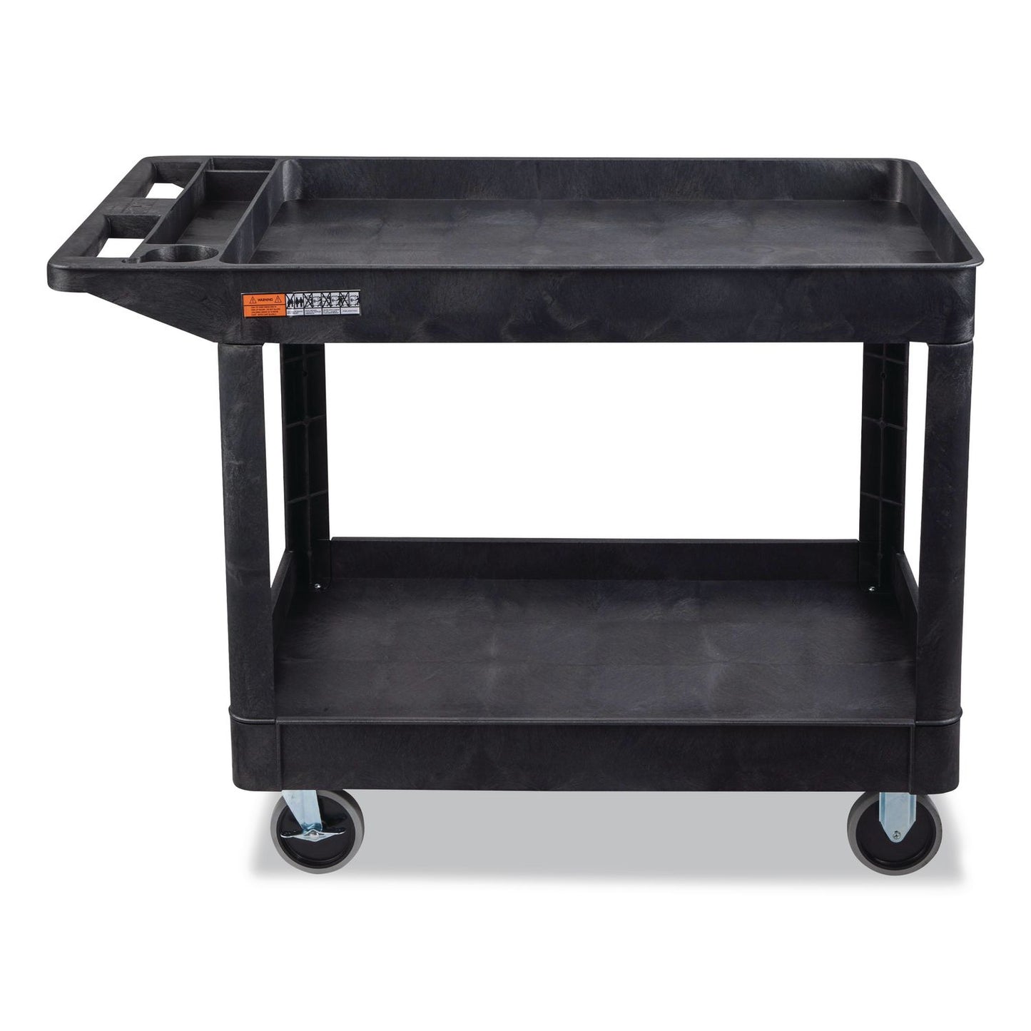 WORKLOAD Two-Shelf Heavy-Duty Industrial Utility Cart, Plastic, 500 lb Capacity, 45.5" x 25.5" x 33", Black