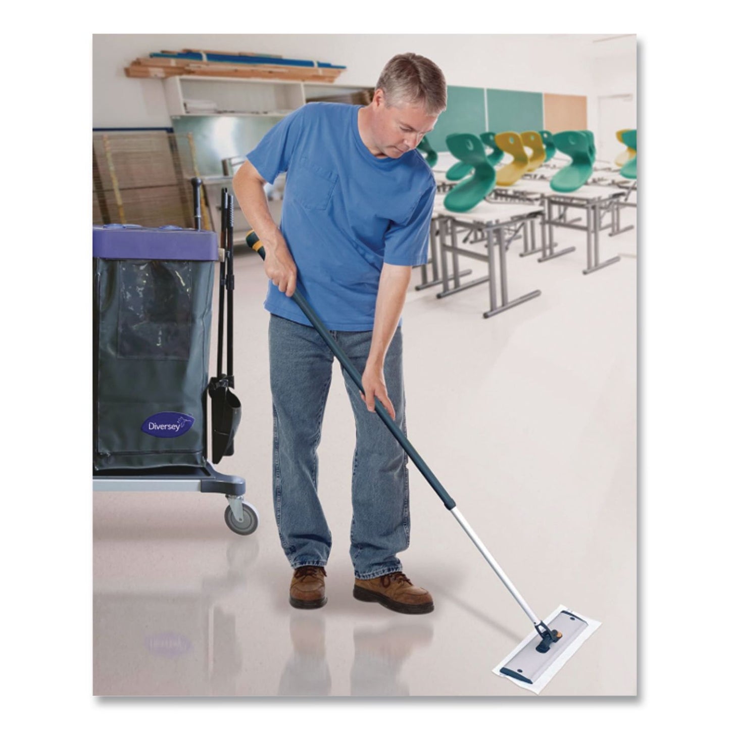 TASKI Ultra Plus Mop Frame, 16" Mophead Size, PET/Polyamide/Polyester Black/White