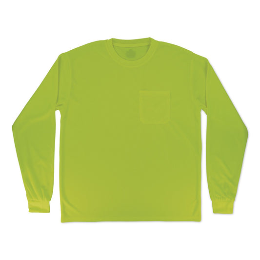 GloWear 8093 Non-Certified Essential Hi-Vis Long Sleeve T-Shirt, Large, Lime
