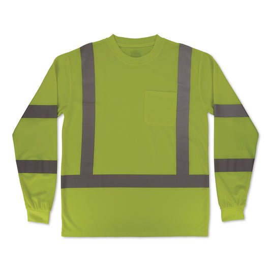 GloWear 8368 Class 3 Essential Hi-Vis Long Sleeve T-Shirt, X-Small, Lime